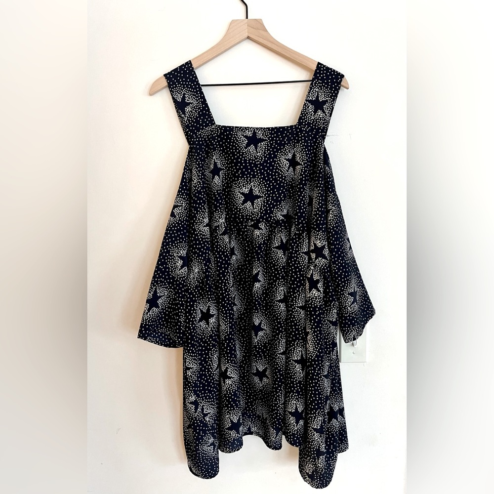 Little White Lies Stars Smock Babydoll Cold Shoulder Dress Size Large